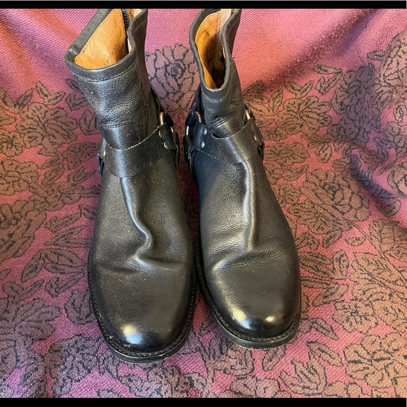 Frye 76871 Phillip Harness Black Leather Pull On Moto Boors - Picture 5 of 11